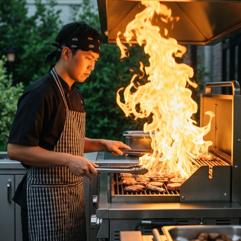 Hibachi chef cooking